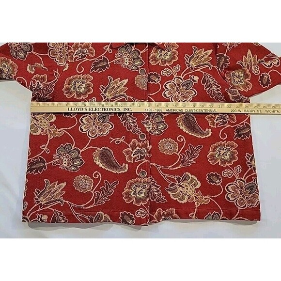 Coldwater Creek Red Fall Tapestry Floral Jacket Blazer Womens Size Petite XL USA - Picture 10 of 11